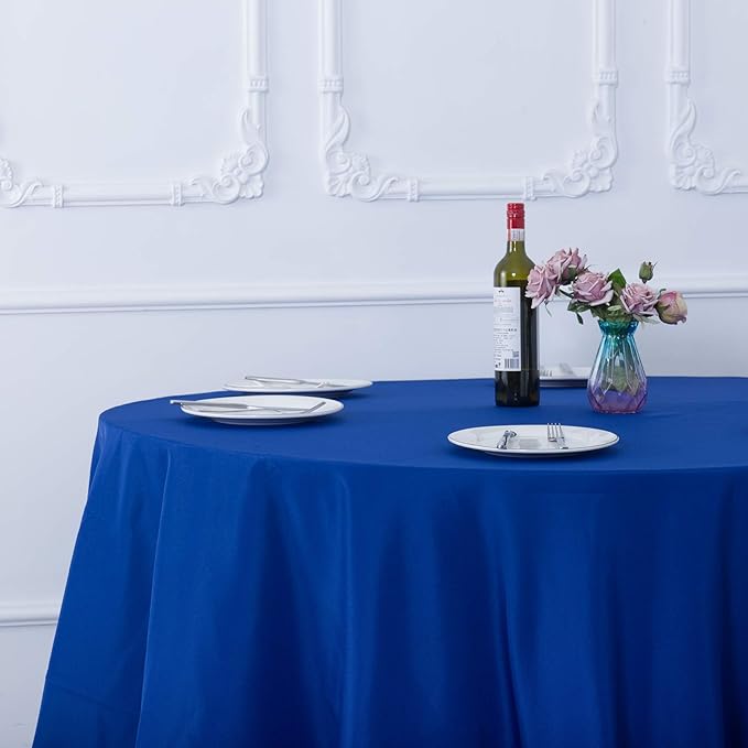 Ascoza 2pack 120 Inch Royal Blue Round Tablecloth in Washable Polyester Fabric for Wedding/Banquet/Restaurant/Parties