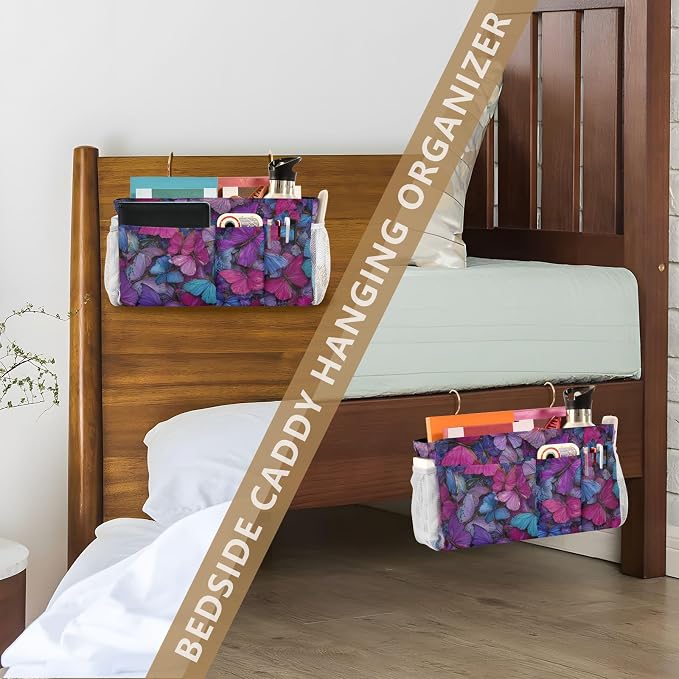 Bedside Caddy Metal Frame Hanging Organizer Bunk Bed Dorm Accessories Hook And - Image 7