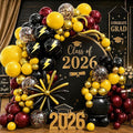 144PC Magic Balloons Arch Kit, Burgundy Black Gold Balloon Garland by Jobkoo