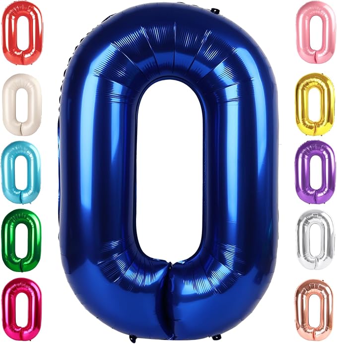 Number 0 Balloon Birthday Decorations, 40In Navy Blue Balloons by Mluchee