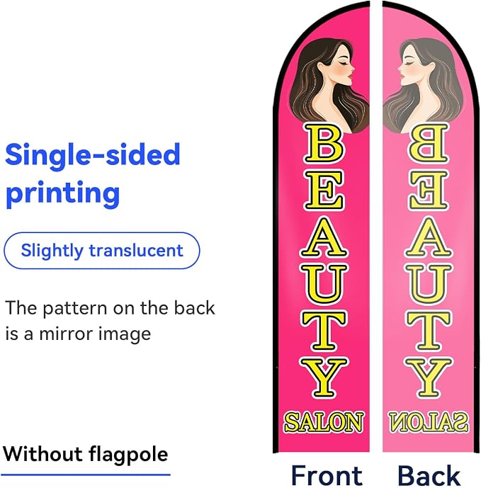 Beauty Salon Feather Flag, 11.2x2.3Ft, Advertising Banner - Image 5