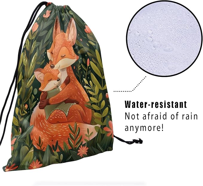 Fox Art Gymnastics Grip Bag Wild Plant Leaves Green Drawstring Grip Bags - Image 4
