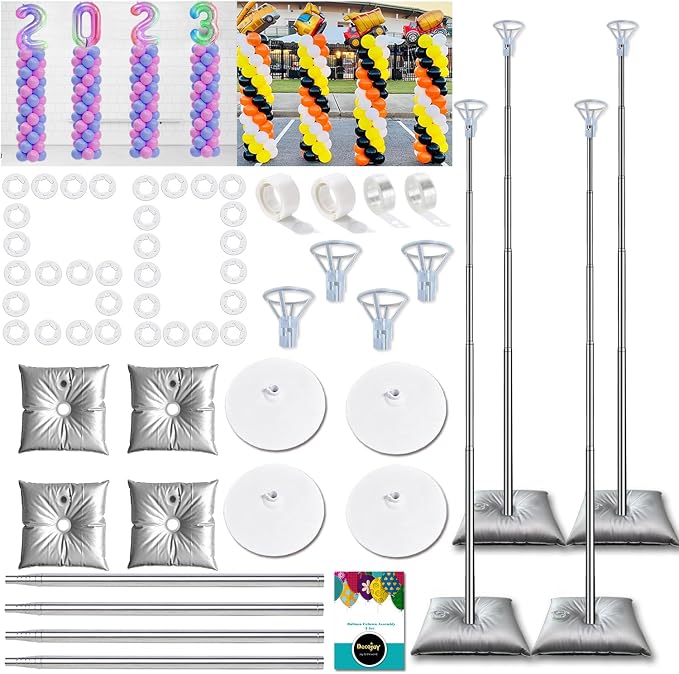 DECOJOY Balloon Columns Stand Set of 4, 7 Feet Telescoping Ballon Arches Stands by Decojoy