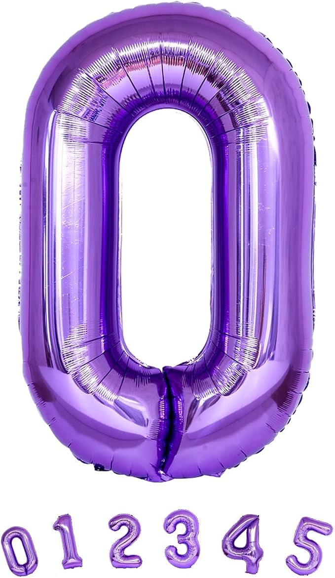 Purple Number Balloons, 40 Inch Foil Large Balloons, Helium Self Inflating - Image 9