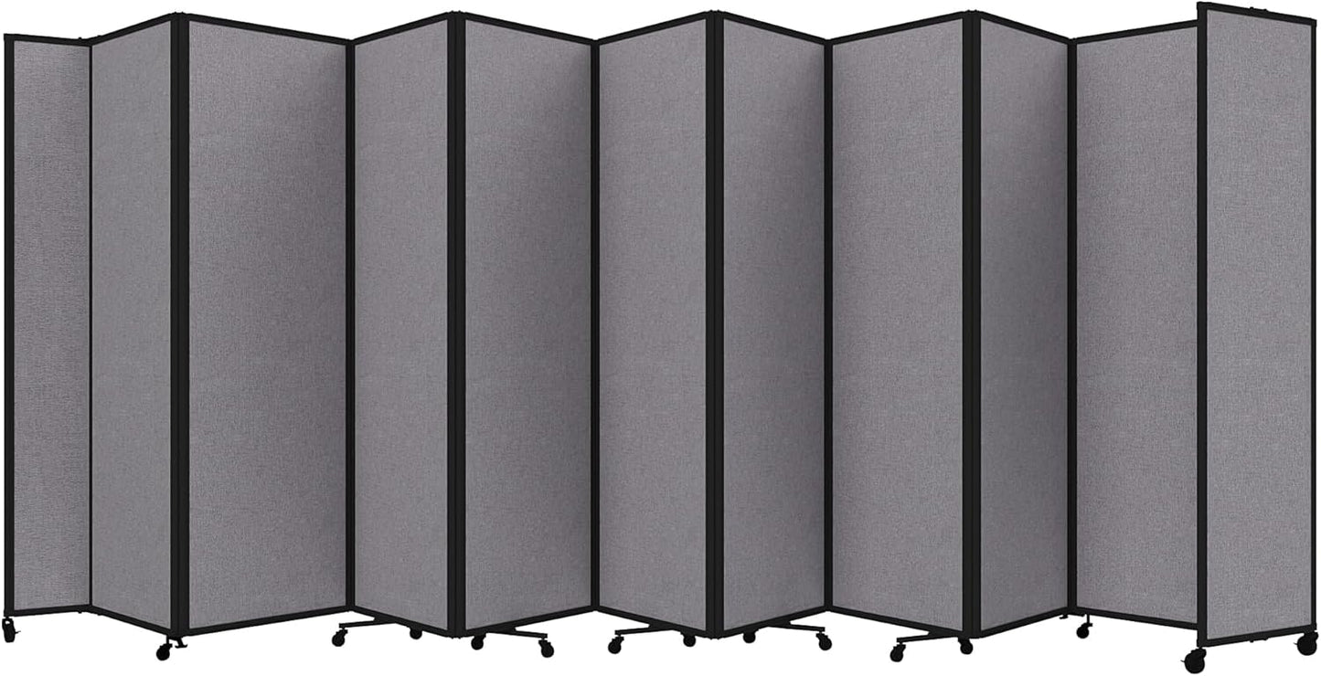 Versare Room Divider 360 Portable Wall Partition | Folding Panels | Large Freestanding Divider | Locking Wheels | Temporary Room Separator | 25' x 7'6'', Cloud Gray