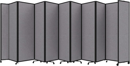 Versare Room Divider 360 Portable Wall Partition | Folding Panels | Large Freestanding Divider | Locking Wheels | Temporary Room Separator | 25' x 7'6'', Cloud Gray