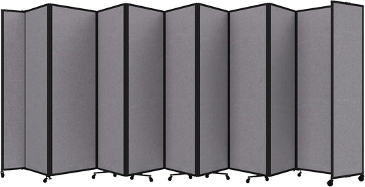 Versare Room Divider 360 Portable Wall Partition | Folding Panels | Large Freestanding Divider | Locking Wheels | Temporary Room Separator | 25' x 7'6'', Cloud Gray