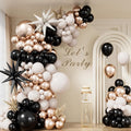 Black and Gold Balloon Arch Garland Kit, Star Foil Balloons by Adeyoo
