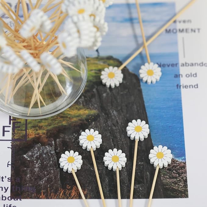 Daisy Cocktail Picks Springtime Floral Decorative Toothpicks Fruit Sticks Food - Image 5