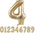 Light Gold Number 4 Foil Balloon 40IN Champagne Gold 4 Mylar Helium Balloon | by ANGEL+Q+HOUSE