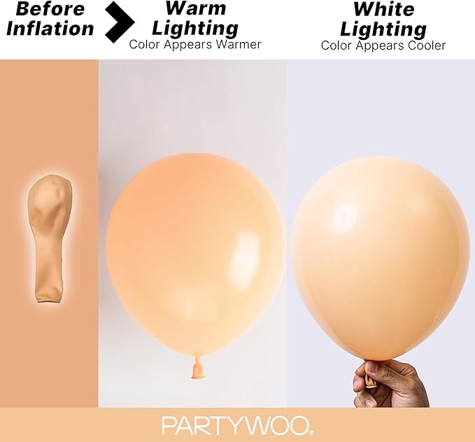 PartyWoo Nude Balloons 100pcs Apricot Boho Fall Color 18 12 10 5 Inch | Balloons - Image 3