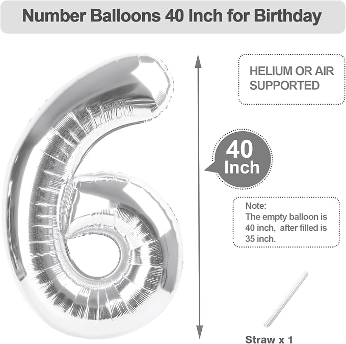 Numbers 15 Balloon 40Inch Silver Balloons - Image 5
