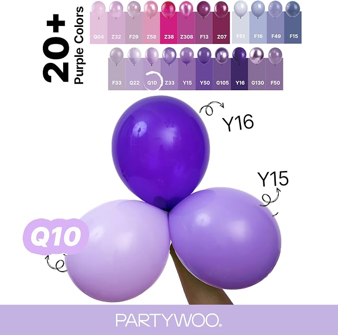 PartyWoo Lavender Balloons 127pcs Light Pastel Purple Lilac Color | 36 18 12 10 - Image 4