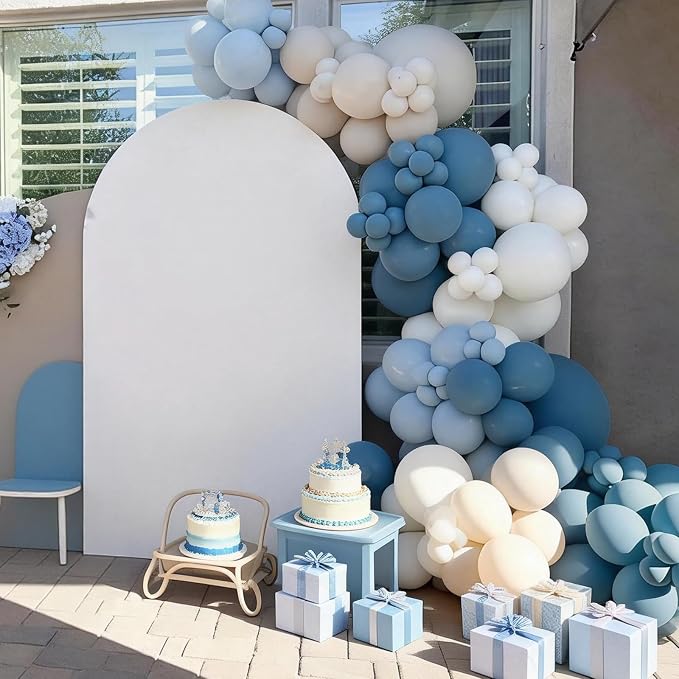 FunHot Dusty Blue Balloons, 12 Inch Ivory Transparent Helium Balloons - Image 4