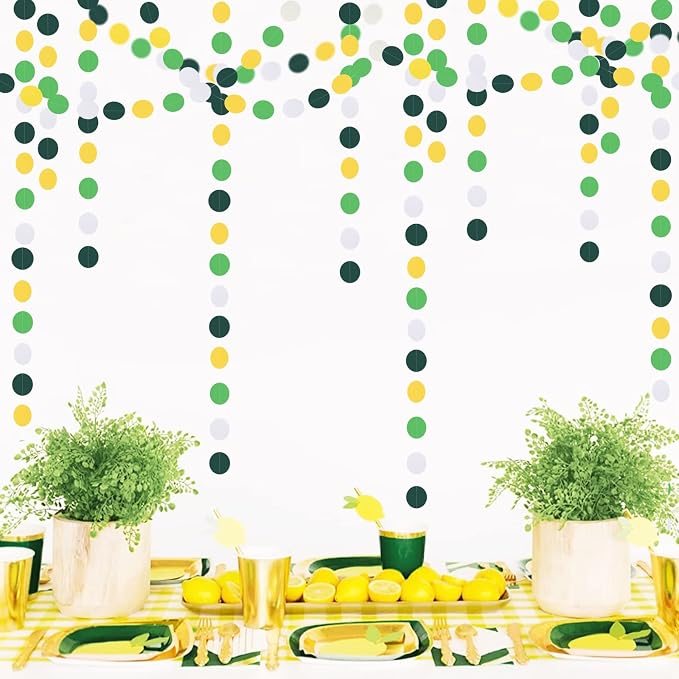 Yellow Green White Party-Decorations Garland - 52Ft Spring Summer Hanging Paper - Image 7