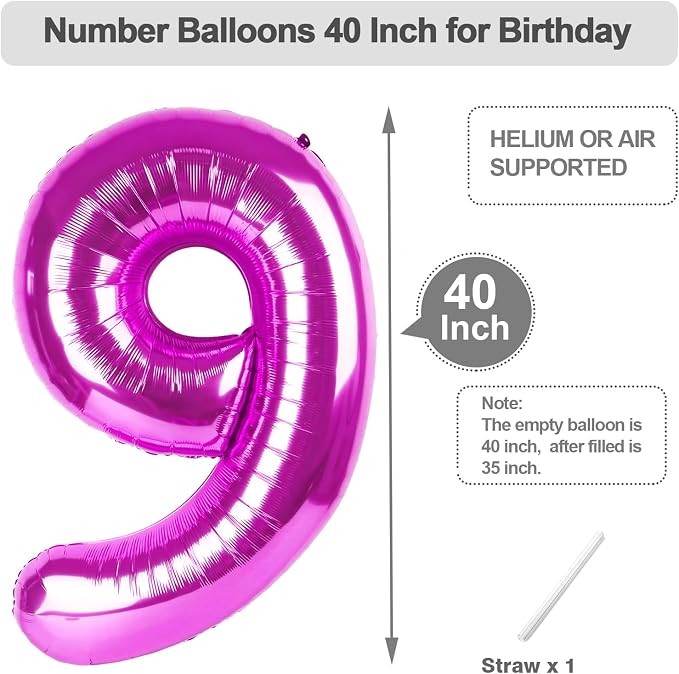 Number Balloons 40 Inch Rose Purple 8 Balloon - Image 5