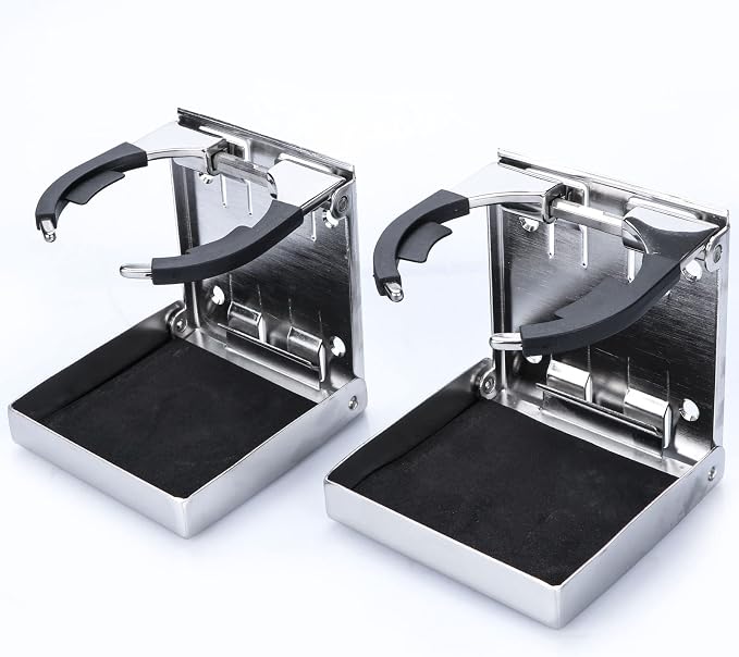 Stainless Steel Adjustable Folding Cup Drink Holders Marine/Boat/Caravan/car) - Image 2