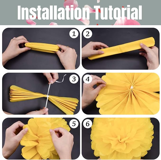 Qimoo 20pcs Gray Paper Pom Poms Decorations, DIY Decorative Tissue Paper - Image 3