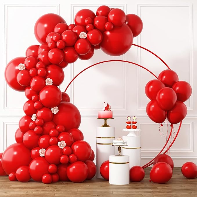 RUBFAC Red Balloons, Different Sizes 105pcs 5/10/12/18 Inches by RUBFAC