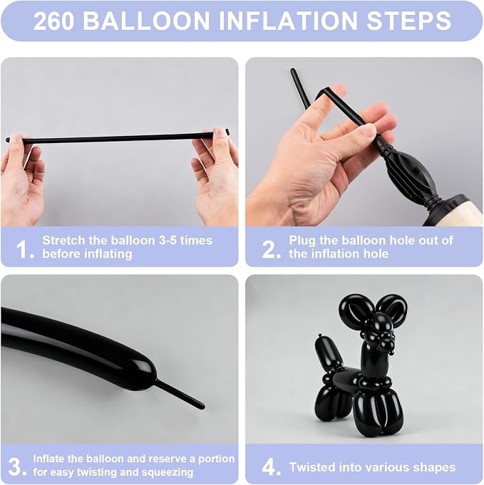 260 Balloons 100 PCS Black - Image 5