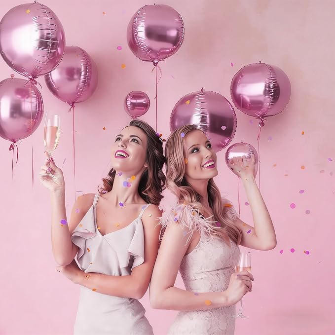 HILAVO 12PCS Pearl Pink Round Foil Balloons - Image 3