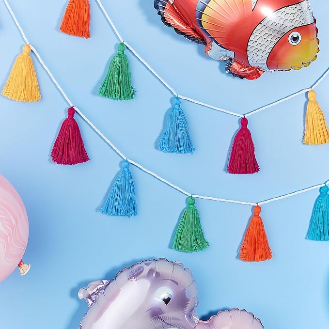 WILLBOND 4 Pcs Rainbow Tassel Garland - Image 7