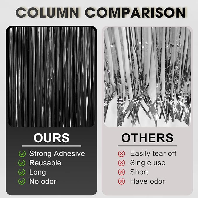 Voircoloria Foil Fringe Backdrop Curtains, Birthday Party Decorations, Baby - Image 5