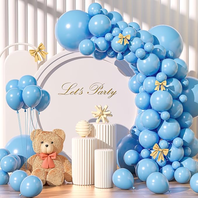 135pcs Light Blue Balloons Arch Kit Different Sizes Of 18 12 10 5 Inch Pastel by YISHEBAPA