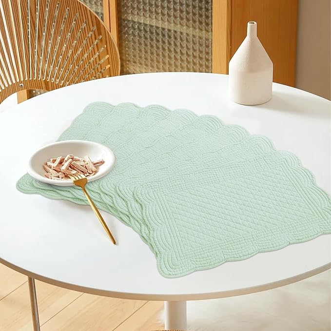 HOMBYS Quilted Placemats Set of 6 Washable-13x18 inches Rectangular Placemats - Image 8