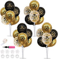 TONIFUL 4 Set 70th Birthday Decor Printed 1956 Black Gold Balloon Stand | by TONIFUL
