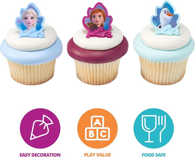 DecoPac Frozen II Rings, Cupcake Decorations Featuring Elsa, And Olaf - Image 3