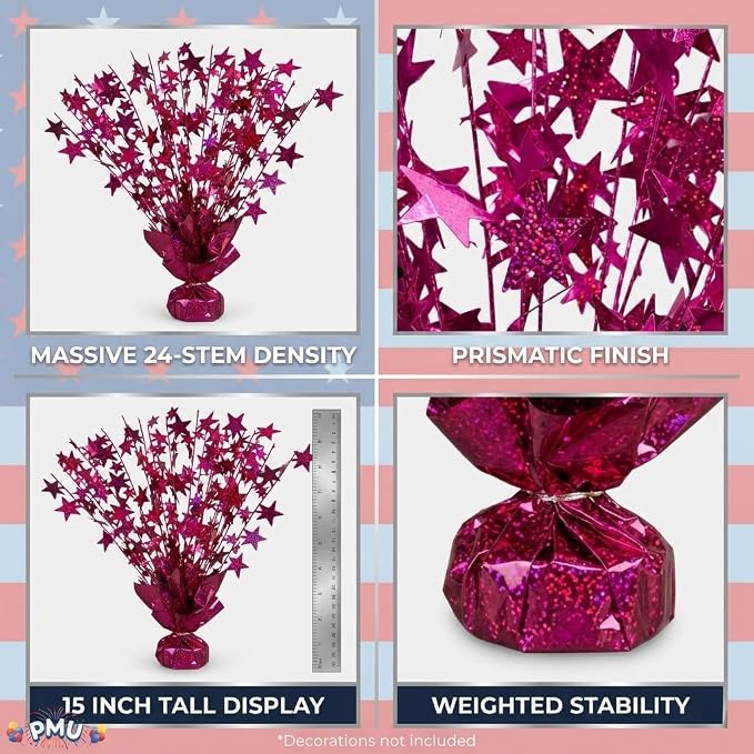 PMU 6 Pack Bursting Star Metallic Foil Spray Centerpiece- Burgundy Prismatic - Image 4
