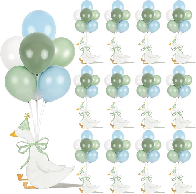 12 Sets One Silly Goose 1st Birthday Decoration Goose Balloon Stand Kit Baby by Unknown