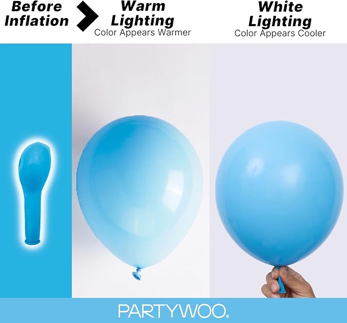 PartyWoo Light Blue Balloons 152pcs Baby Pastel Blue Color Different Sizes | 18 - Image 3