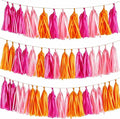 Hot Pink Orange and Pink Tissue Paper Tassels 30pcs, Adding Festive Whimsy to by Unknown