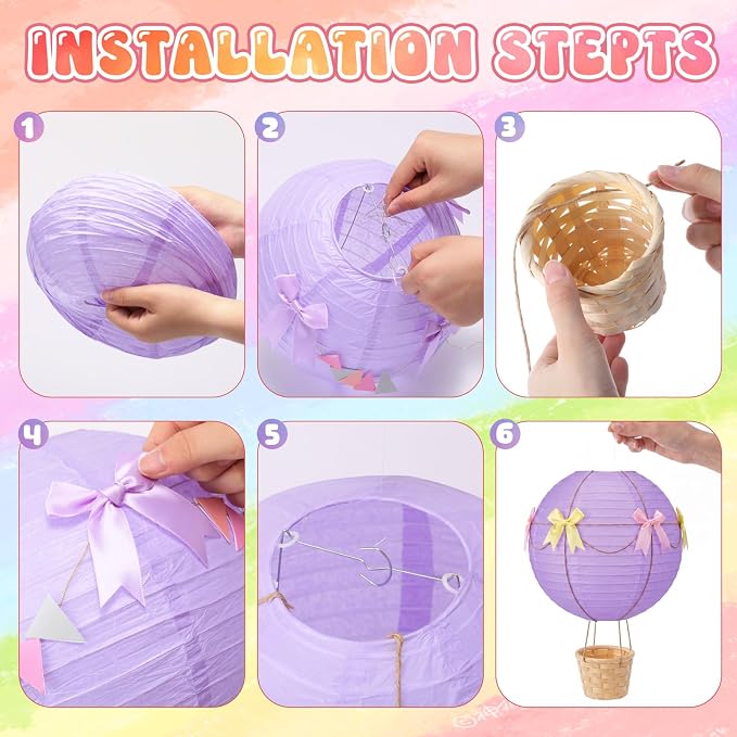 Lewtemi 12 Sets Hanging Hot Air Balloon Ceiling Decorations 10'' 12'' Baby - Image 4