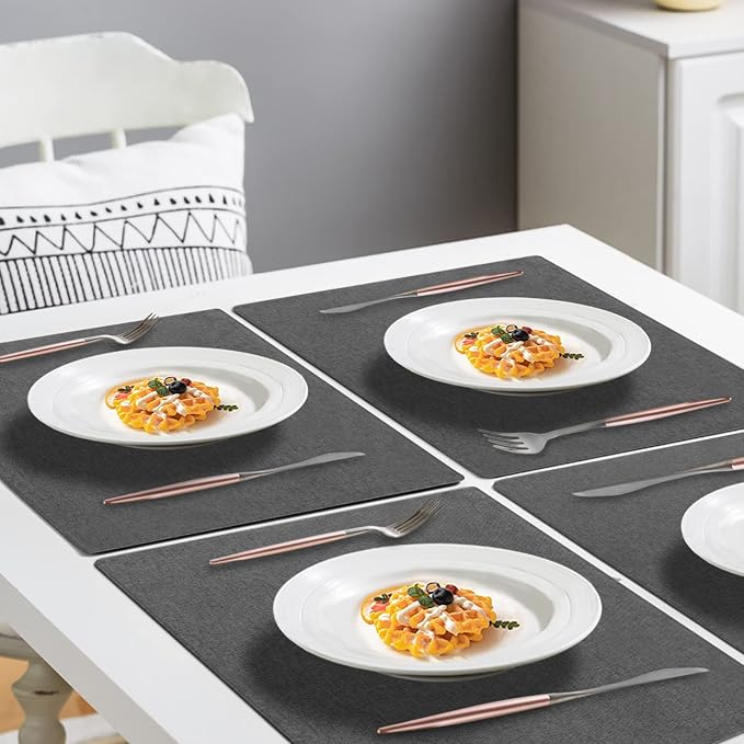 Cloth Placemats Set of 6, Cotton Linen Blend Machine Washable Durable Linen - Image 4