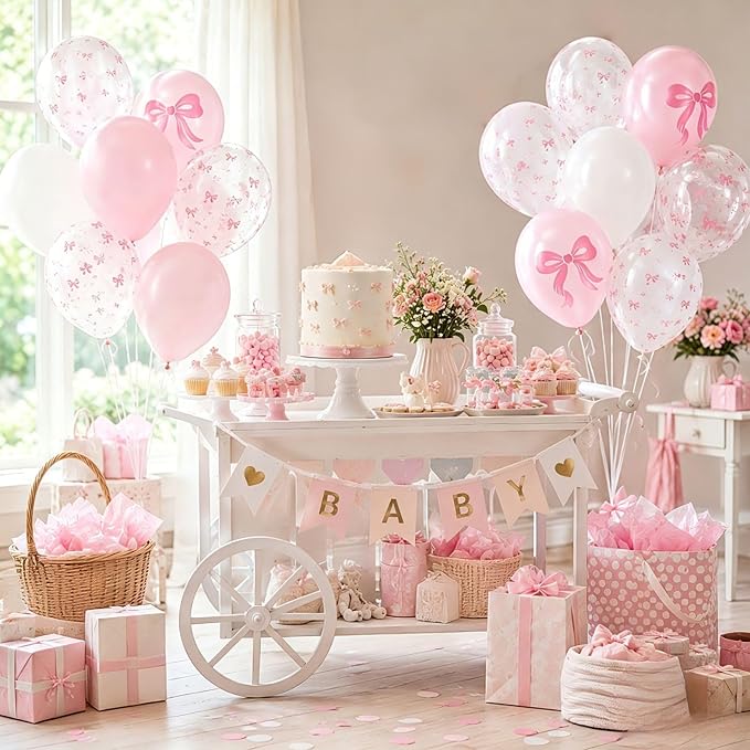 60pcs Pink Bow Balloons 12inch - Image 7