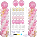 Pearl Pink Gold White Balloon Column Stand Kit of 2 by ZyloonDecoration