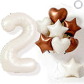 TONIFUL 2nd Birthday Balloons 40 Inch Cream white Large Number 2 Foil Balloon by TONIFUL
