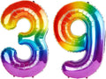 40 Inch Number 39 Balloons for 39th Birthday Party Decorations, 0-100 Rainbow by FOBELEC
