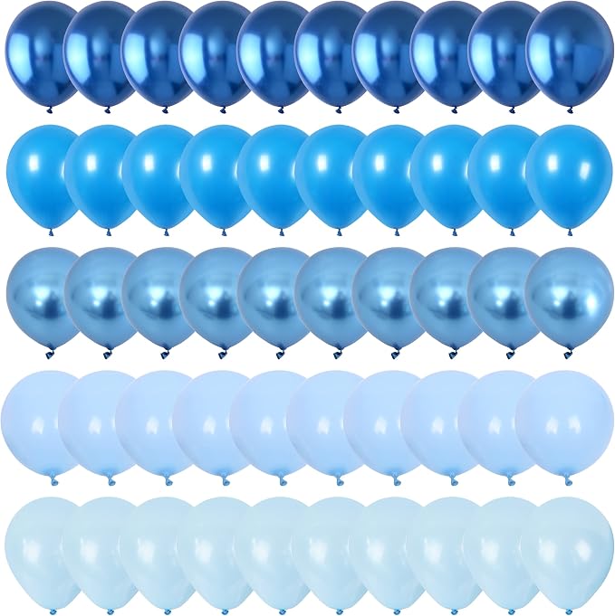 Blue Balloon Set, 60 Packs 12 Inches Metallic Balloons Pearl Macaron Baby Blue by Togvu