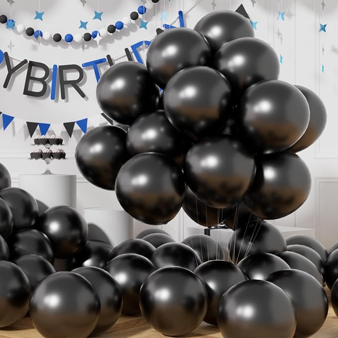 AULE 50Pcs Metallic 12 Inch Black Chrome Helium Shiny Balloons | Thicken by AULE