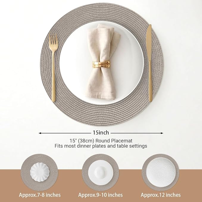 FunWheat Round Braided Placemats Set of 4 Table Mats - Image 7
