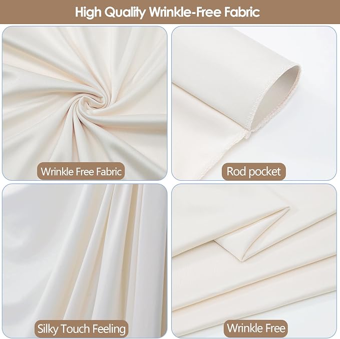 10x10ft Wrinkle Free Ivory Backdrop Curtain - Image 4