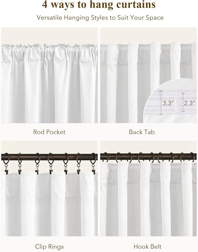 White Velvet Curtains Light Dimming Privacy, W52 x L84, 2 Panels | 300GSM Thick - Image 2
