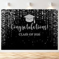Mocsicka Class of 2026 Backdrop Black Silver Glitter Bokeh Graduation Party by Mocsicka