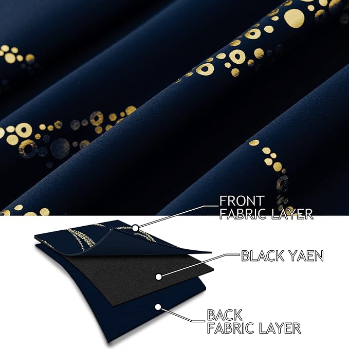 Yakamok Navy Blue Blackout Curtains - Image 4
