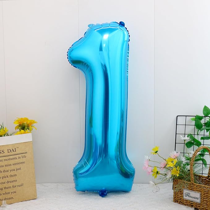40 Inch Blue Number 1 Balloon, Giant Number Balloons, Birthday Decorations | - Image 2