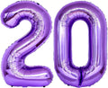 Number 20 Purple Balloons 40 Inch Giant Purple 20 Number Foil Helium Balloons by LHOAVWE